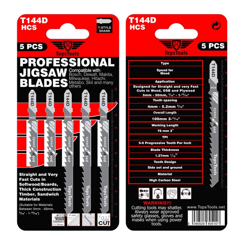 TopsTools 25 x TopsTools T144D 100mm Jigsaw Blades Designed for Straight and Fast Cuts in Wood - Image 5